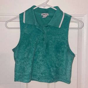 Teal Collared Cropped Tank Rue21